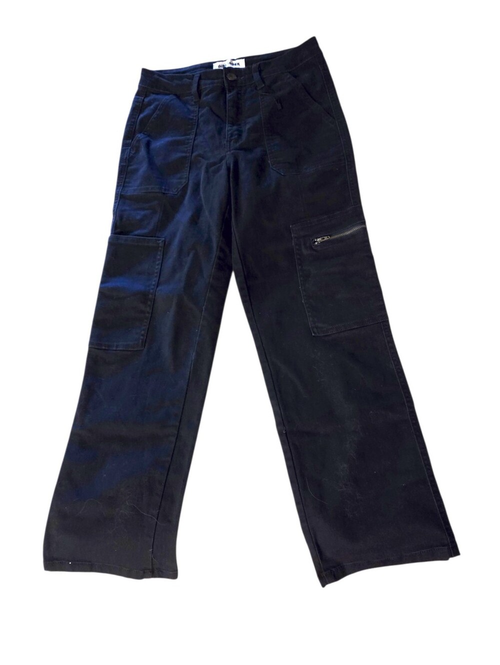 Black Cargo Wide-Leg Utility Pants